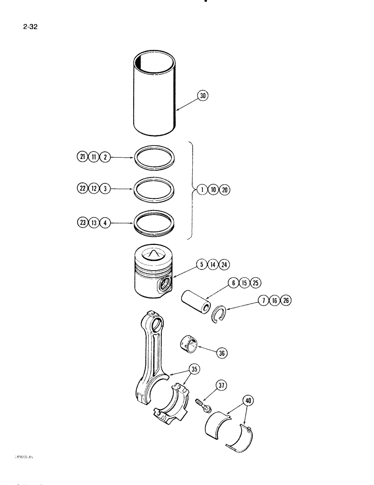 Схема запчастей Case IH 2096 - (2-032) - PISTONS, 6TA-590 ENGINE (02) - ENGINE