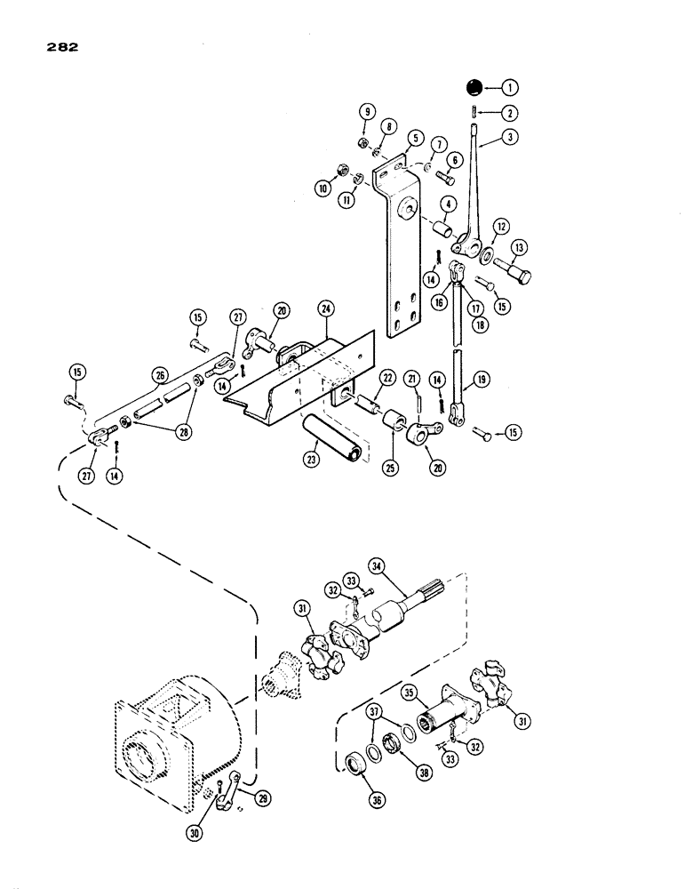 Схема запчастей Case IH 1200 - (282) - P.T.O. CONTROLS AND DRIVE SHAFT (09) - CHASSIS