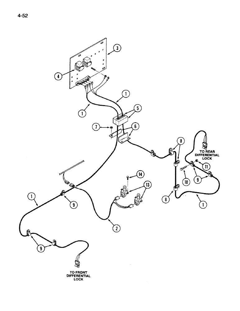 Схема запчастей Case IH 9280 - (4-52) - CONTROL TRACTION DIFFERENTIAL HARNESSES (04) - ELECTRICAL SYSTEMS