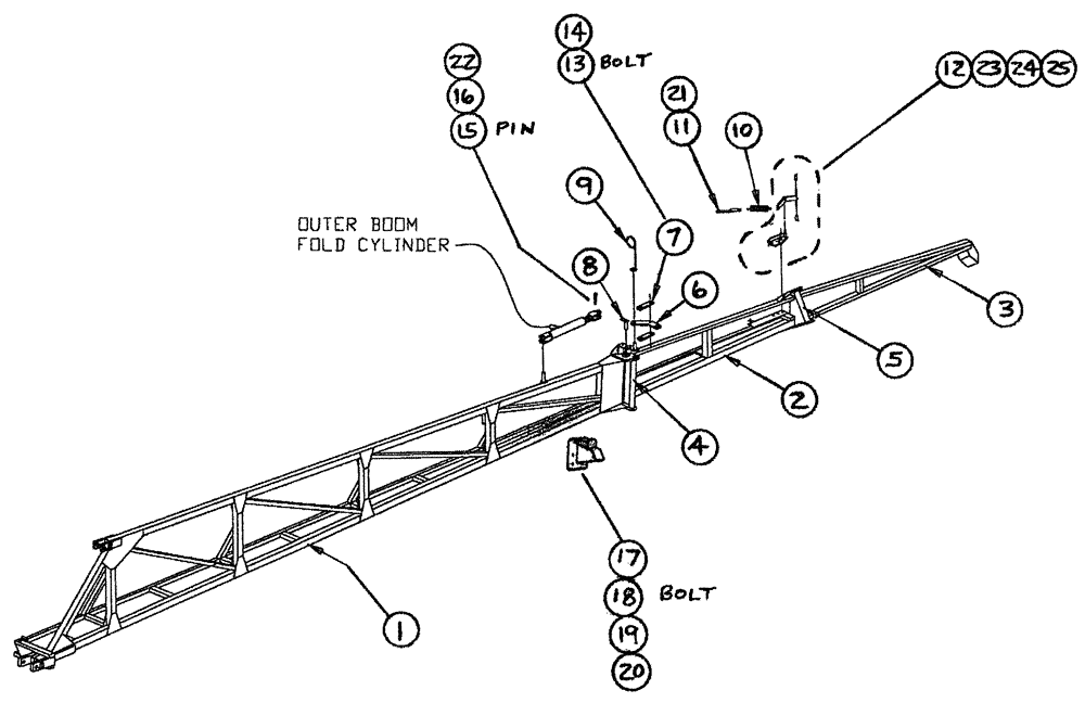 Схема запчастей Case IH 3150 - (08-003) - BOOM ASSEMBLY, L.H., 75 (09) - BOOMS