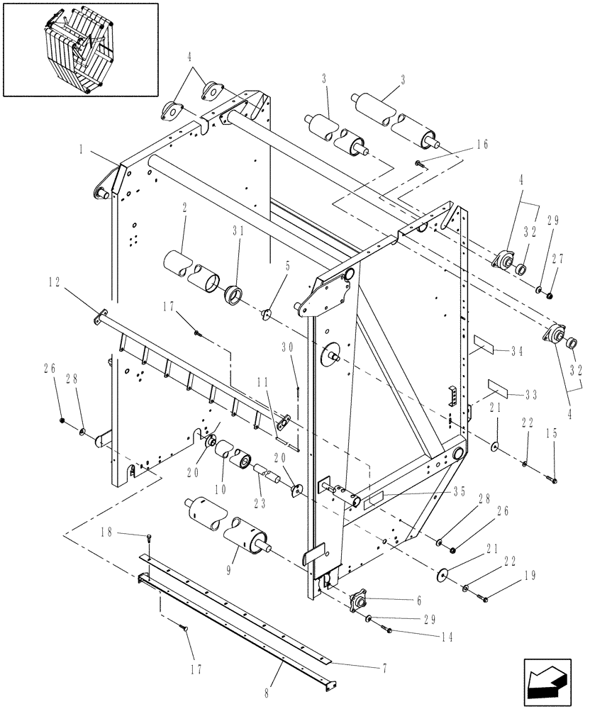 Схема запчастей Case IH RBX563 - (14.46) - TAILGATE & ROLLS (14) - BALE CHAMBER