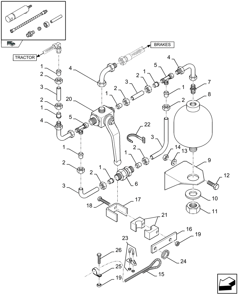 Схема запчастей Case IH LBX432S - (07.03[01]) - EMERGENCY BRAKE SYSTEM, FRANCE (07) - HYDRAULIC SYSTEM