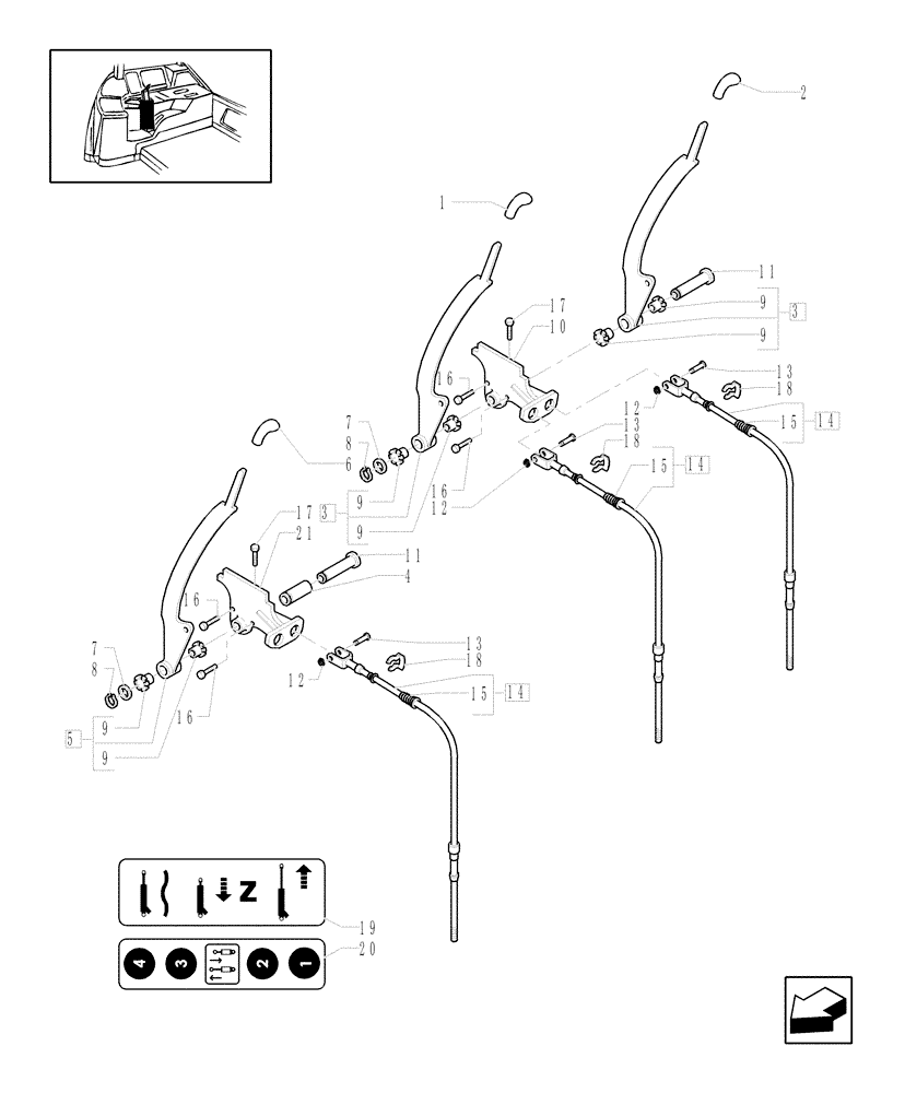 Схема запчастей Case IH MXU110 - (1.96.2/04) - (VAR.597) 2 AUX. RAMS W/EDC AND 3 REMOTES FOR HD REAR AXLE - CONTROL VALVE CONTROL (10) - OPERATORS PLATFORM/CAB