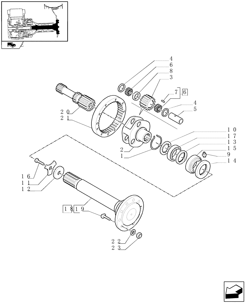 Схема запчастей Case IH PUMA 210 - (1.48.1/03) - FINAL DRIVE, GEARS AND SHAFTS (05) - REAR AXLE