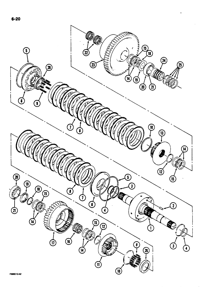 Схема запчастей Case IH 9170 - (6-20) - TRANSMISSION, 8 INCH CLUTCH PACK (CONTD) (06) - POWER TRAIN