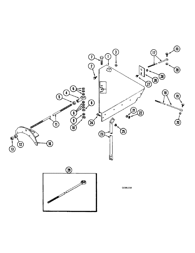 Схема запчастей Case IH 1660 - (9E-24) - UNLOADER SUPPORTS (17) - GRAIN TANK & UNLOADER