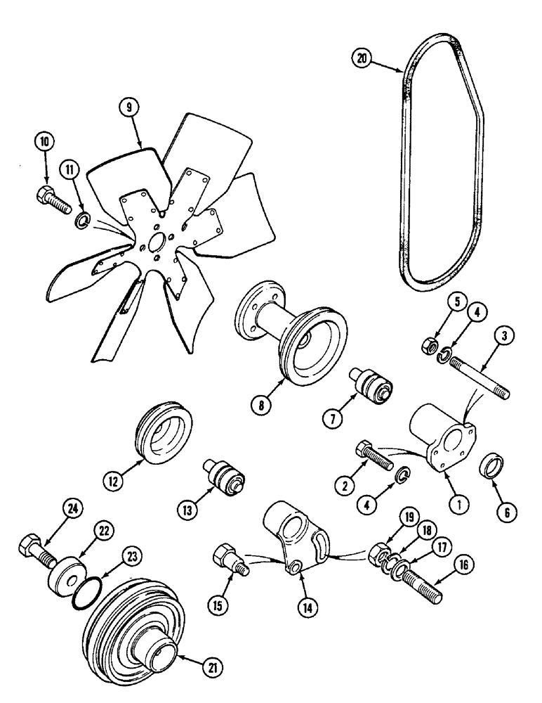 Схема запчастей Case IH 1594 - (2-06) - FAN AND PULLEYS (02) - ENGINE