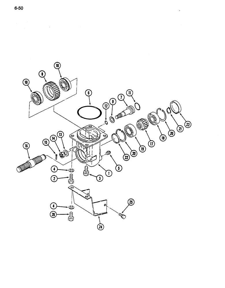 Схема запчастей Case IH 255 - (6-50) - MID POWER TAKEOFF, SYNCHROMESH TRANSMISSION (06) - POWER TRAIN