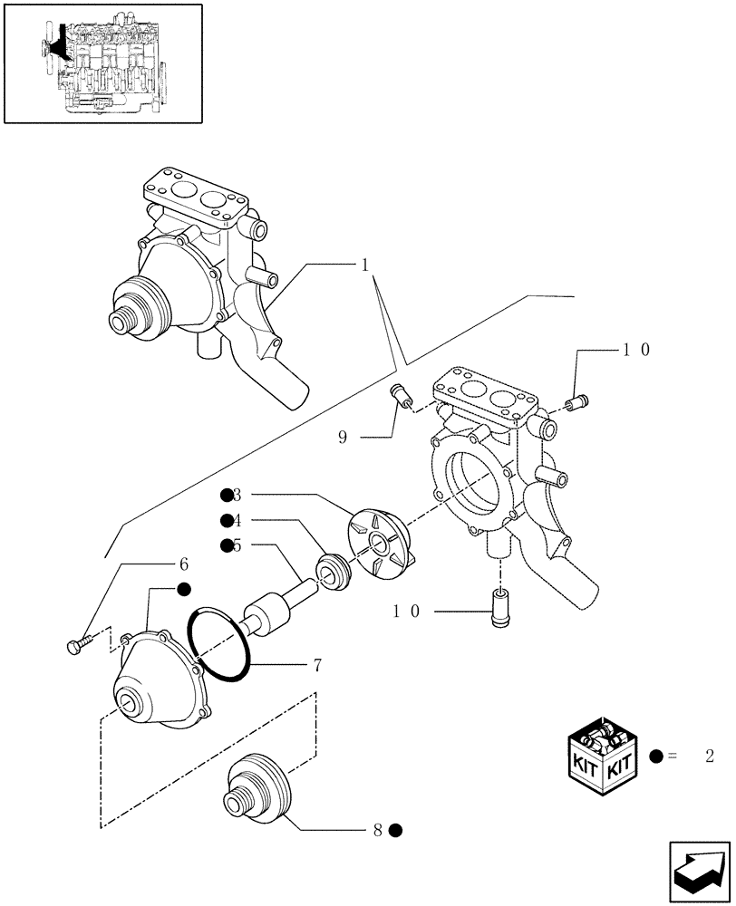 Схема запчастей Case IH WDX2302 - (01.15[01.2]) - WATER PUMP (01) - ENGINE