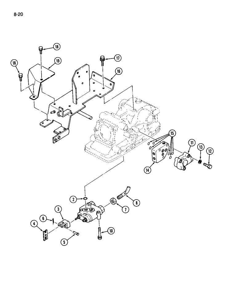 Схема запчастей Case IH 265 - (8-20) - HYDRAULIC CONTROL VALVE MOUNTING (08) - HYDRAULICS