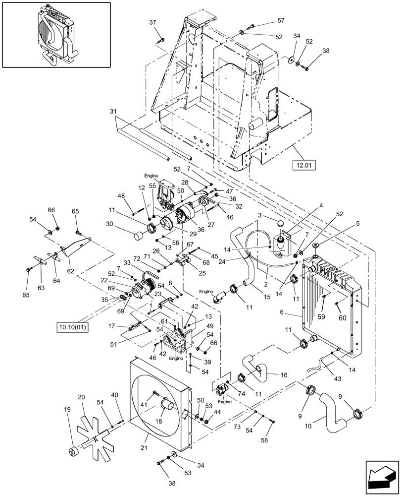 Схема запчастей Case IH WDX1202 - (02.04[3]) - RADIATOR (02) - ENGINE EQUIPMENT