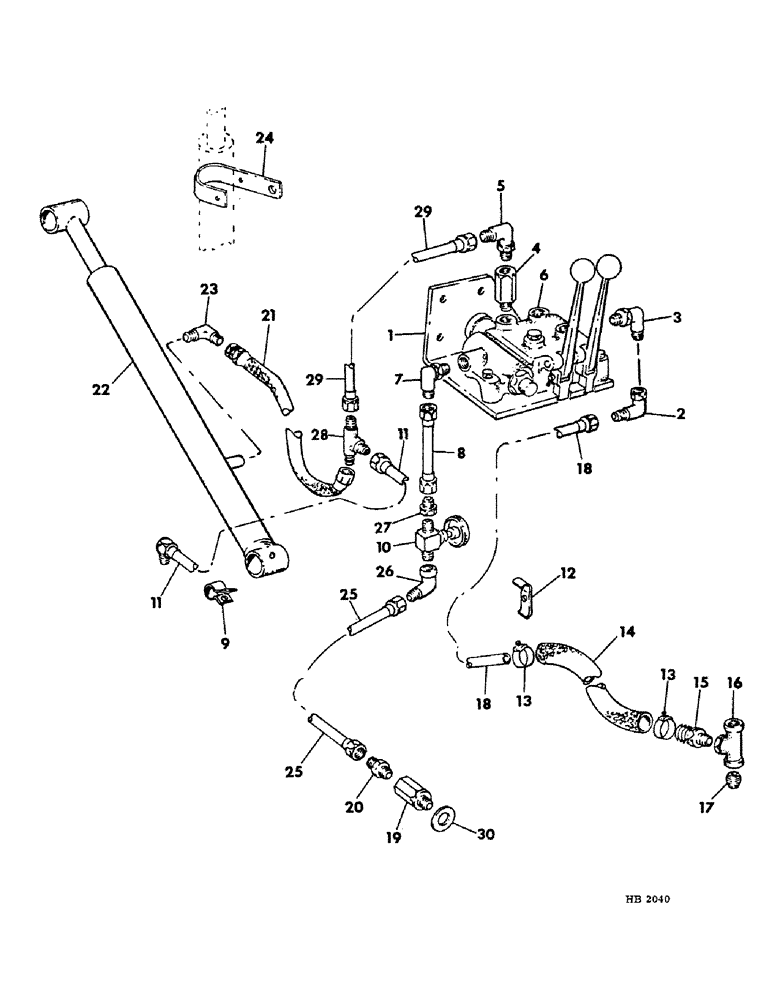 Схема запчастей Case IH 1501 - (A-24) - HYDR SYSTEM, TRACTOR TO VALVE AND BOOM HYDR, MODEL 424 1965 TO 1966 