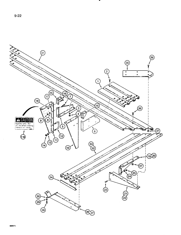 Схема запчастей Case IH 8500 - (9-022) - HOPPER STEPS AND PLATFORM, UNITS WITH SIDE GUARD RAILS (09) - CHASSIS/ATTACHMENTS