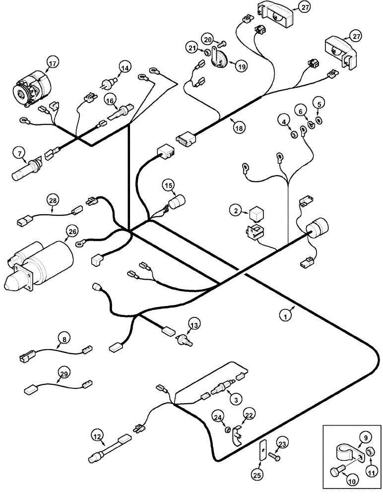 Схема запчастей Case IH MX80C - (04-02) - HARNESS ENGINE (04) - ELECTRICAL SYSTEMS