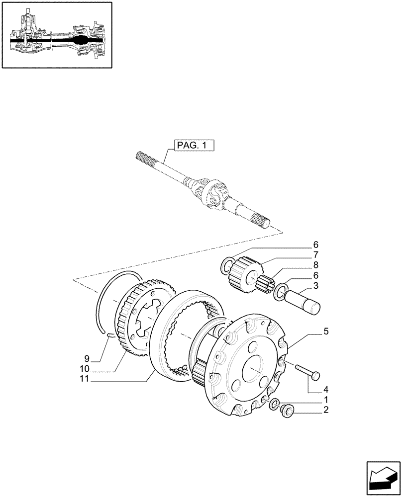 Схема запчастей Case IH JX1060C - (1.40.3/10[02]) - (VAR.325-692) FR. AXLE W/SLIP LIM. LOCKING, WITHOUT FR.BRAKE (30KM/H)-GEARING AND DIFFER. SHAFT (04) - FRONT AXLE & STEERING