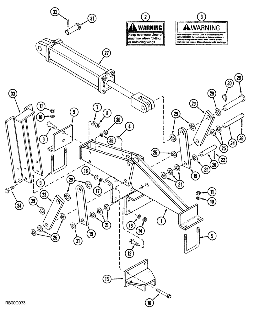 Схема запчастей Case IH 5850 - (09-34) - REAR WING LIFT HINGE AND CYLINDER MOUNTING, FLAT FOLD, RIGID, 19 FOOT THROUGH 23 FOOT WIDE (09) - CHASSIS