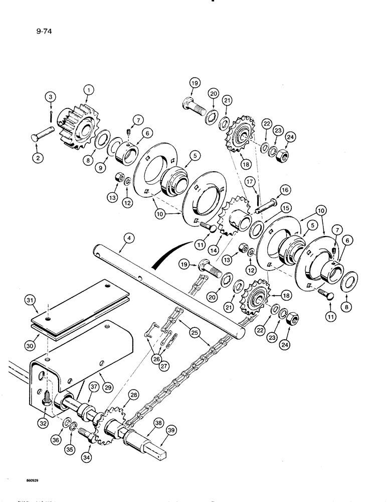 Схема запчастей Case IH 8500 - (9-074) - GRAIN DRIVE PARTS (09) - CHASSIS/ATTACHMENTS