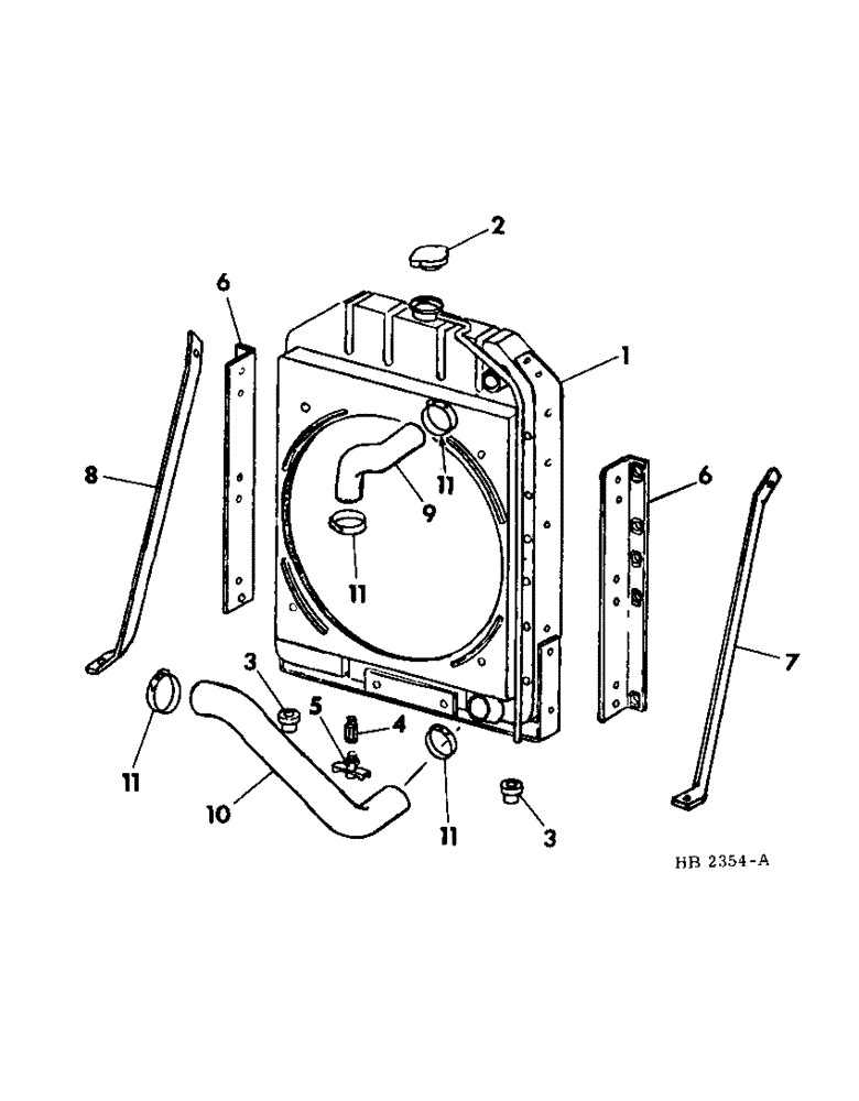 Схема запчастей Case IH 5000 - (06-02) - COOLING, RADIATOR AND CONNECTIONS, HB-225 GAS ENGINE FOR USE ON 5000 AND 5500 WINDROWERS Cooling