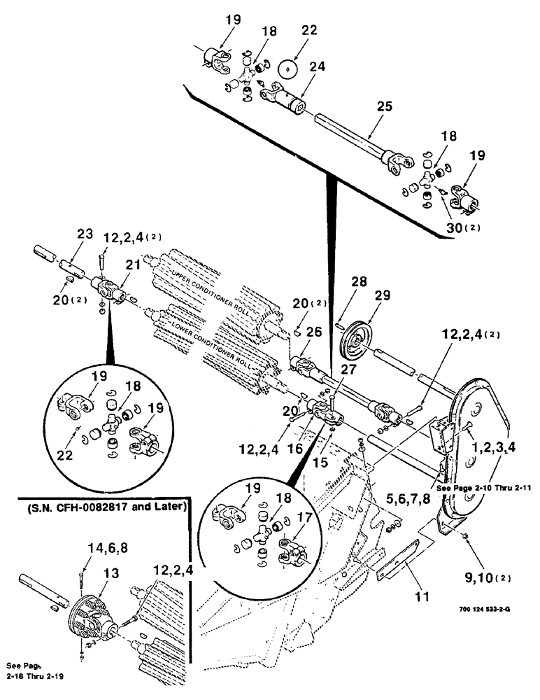 Схема запчастей Case IH 8370 - (2-16) - HAY CONDITIONER DRIVE ASSEMBLY, 14 FOOT (09) - CHASSIS