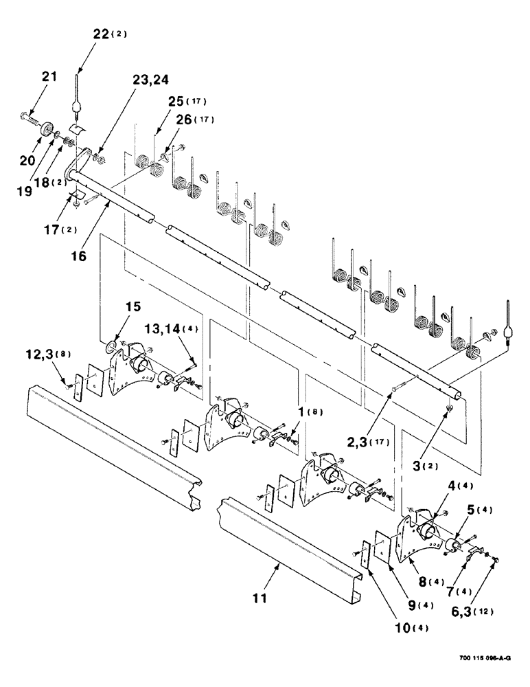 Схема запчастей Case IH 8830 - (4-10) - REEL BAT AND TINE TUBE ASSEMBLY, 12 FOOT, TINE TUBE ASSEMBLY B (09) - CHASSIS