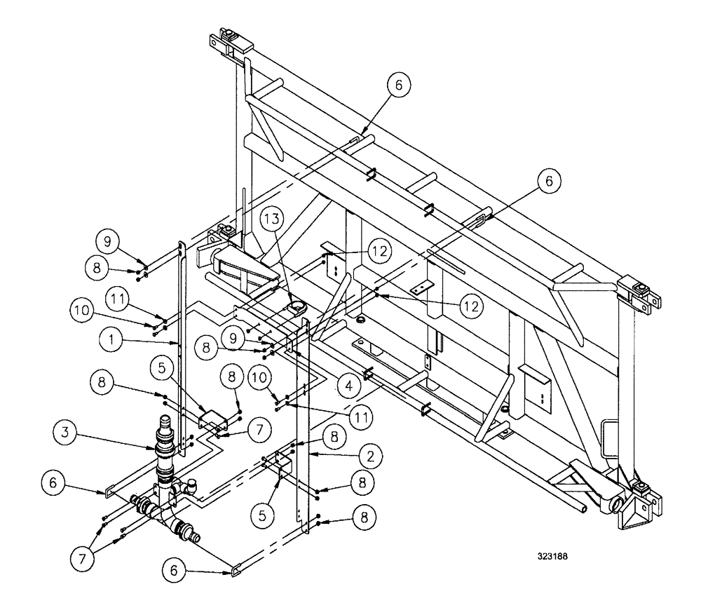 Схема запчастей Case IH SPX3200 - (09-069) - MANIFOLD SUPPORT GRP, 6 SEC (80 & 90) (78) - SPRAYING