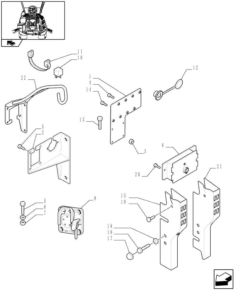 Схема запчастей Case IH PUMA 180 - (1.75.1/11) - (VAR.012-131/1) VIRTUAL TERMINAL MOUNTED ON IMPLEMENT BRACKET - ISO BUS MOUNTING (06) - ELECTRICAL SYSTEMS