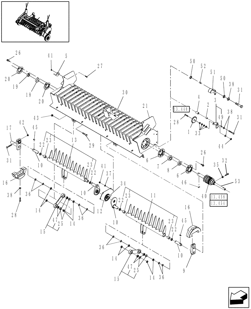 Схема запчастей Case IH RB564 - (13.530[01]) - STUFFER FEEDER, P.I.N. YBN171039 & PRIOR (13) - FEEDER