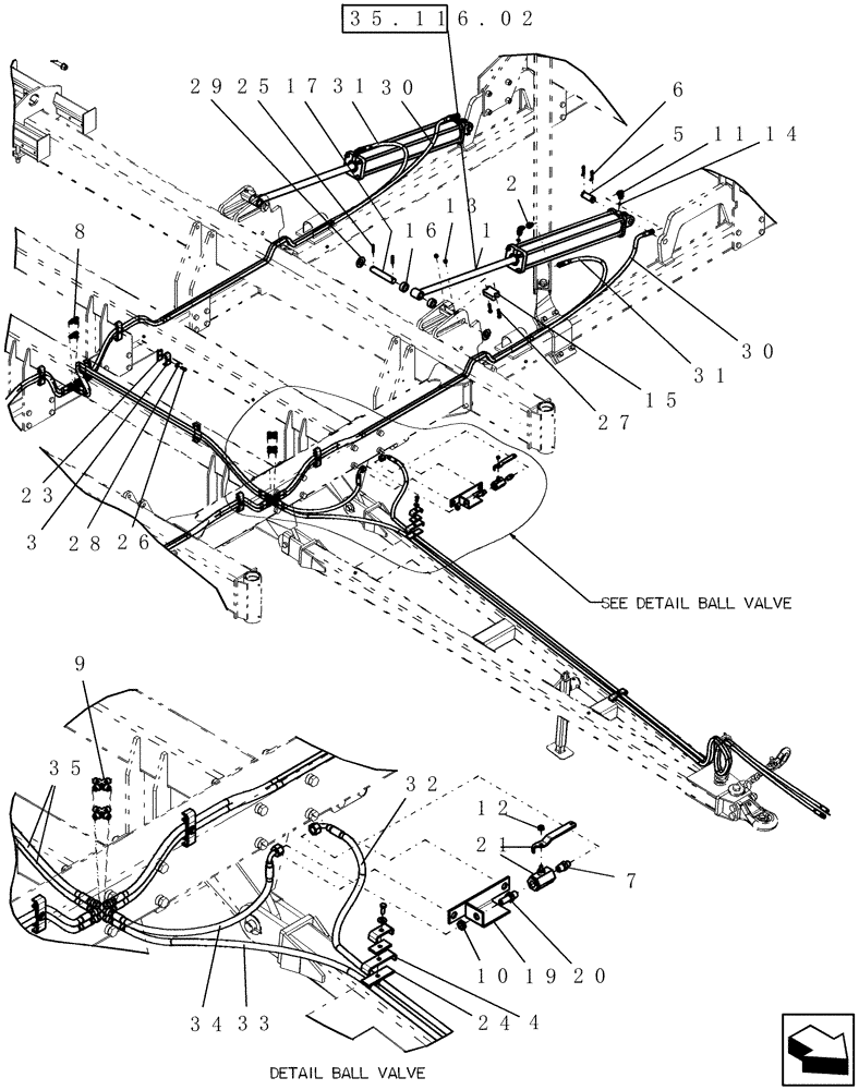 Схема запчастей Case IH 30 - (35.116.01) - WING LIFT HYDRAULICS (35) - HYDRAULIC SYSTEMS