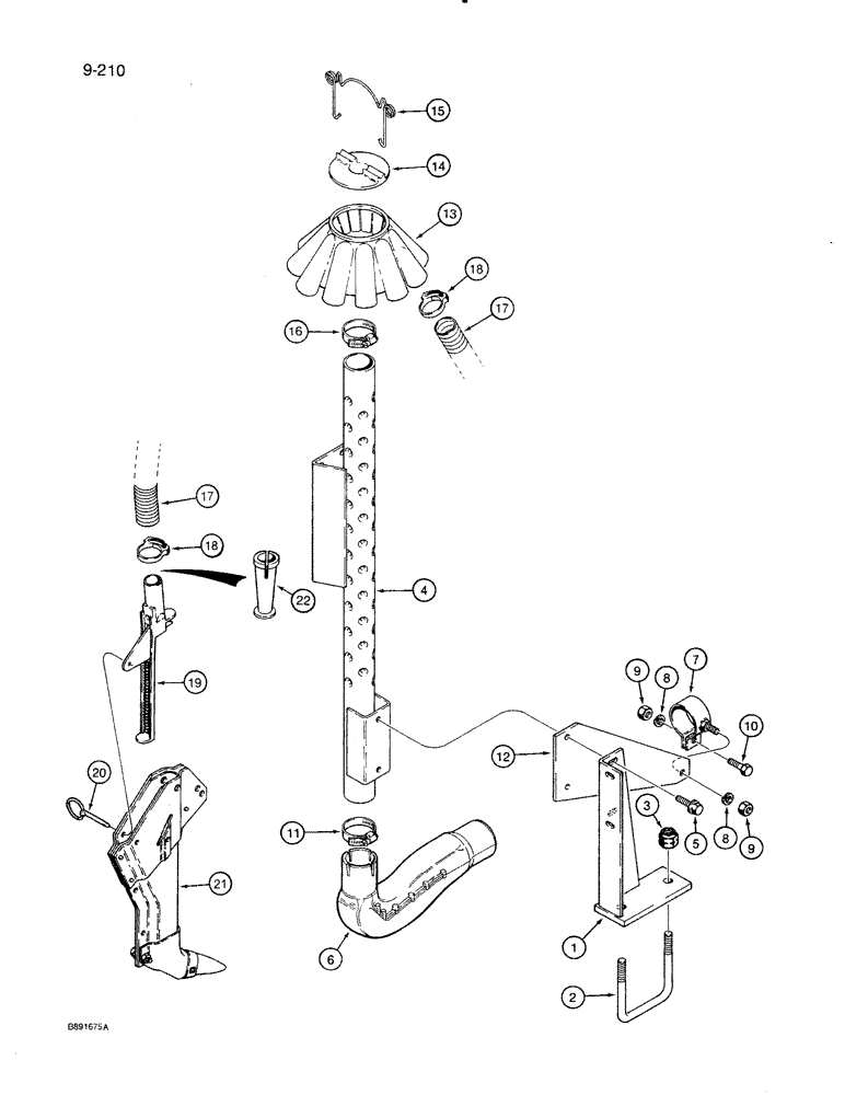 Схема запчастей Case IH 8500 - (9-210) - AIR SYSTEM, MANIFOLD PIPE TO FURROW OPENERS, UNITS WITH 7 INCH ROW SPACING, 33 FOOT WIDE DRILL (09) - CHASSIS/ATTACHMENTS