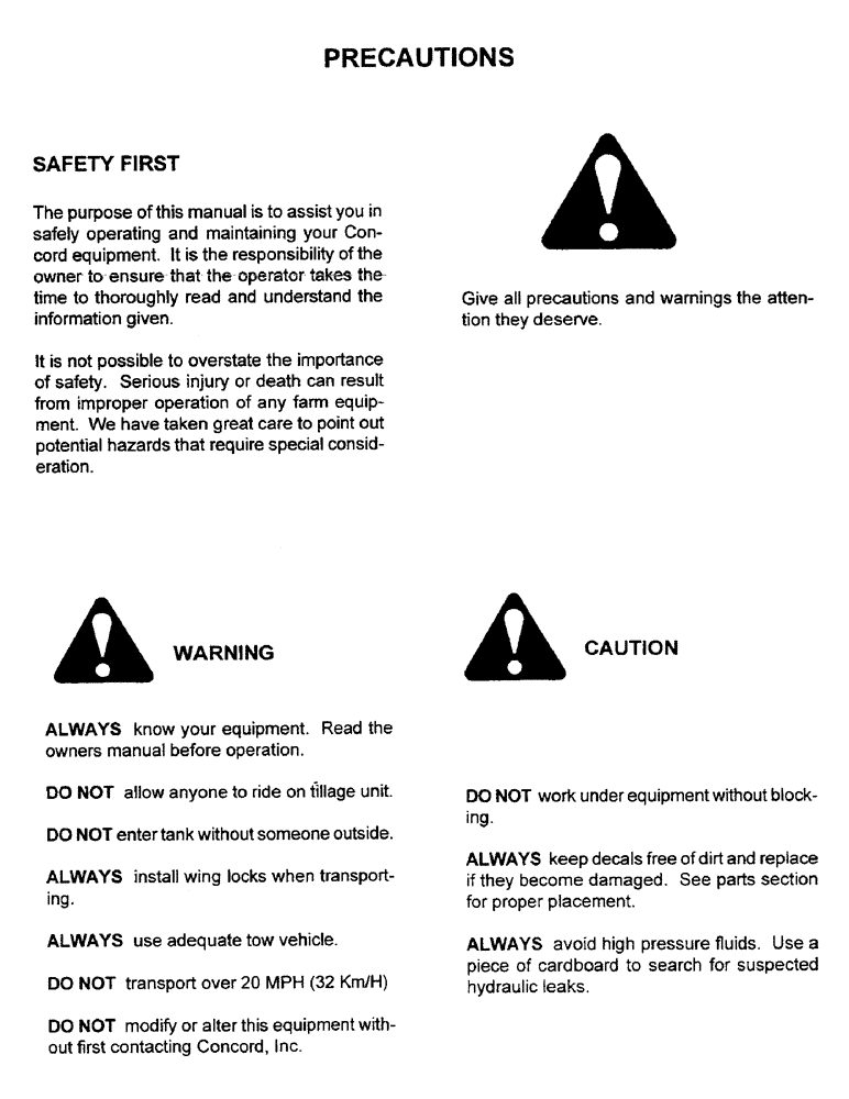 Схема запчастей Case IH 3400 - (B02) - PRECAUTIONS 