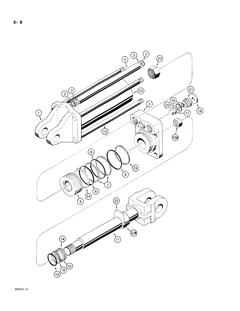 Схема запчастей Case IH 350 - (8-08) - TRANSPORT LIFT CYLINDER -360997R95 (08) - HYDRAULICS