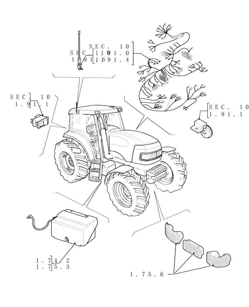 Схема запчастей Case IH PUMA 210 - (SEC. 06) - ELECTRICAL (00) - GENERAL