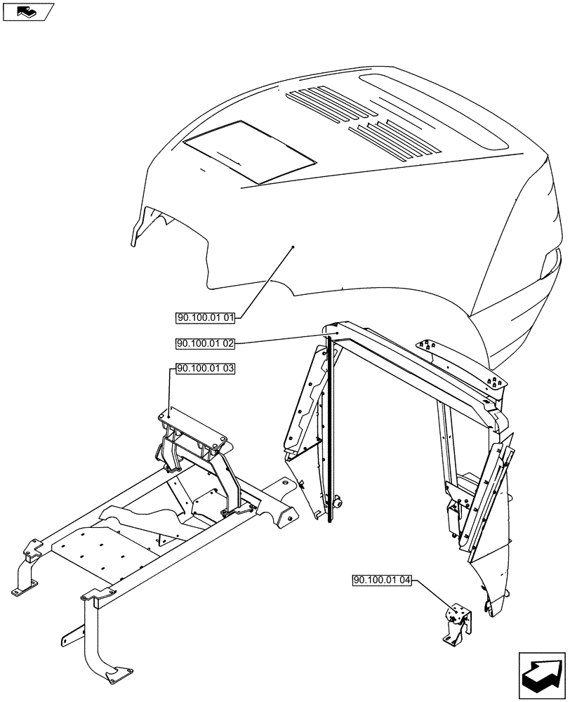 Схема запчастей Case IH STEIGER 450 - (90.000.01) - PICTORIAL INDEX HOOD (90) - PLATFORM, CAB, BODYWORK AND DECALS