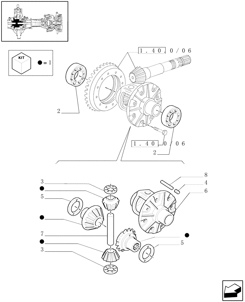 Схема запчастей Case IH MXU110 - (1.40.0/07) - 4WD FRONT AXLE - DIFFERENTIAL LOCKING (04) - FRONT AXLE & STEERING