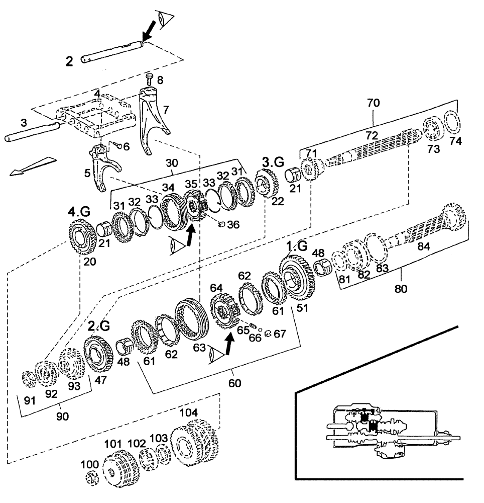 Схема запчастей Case IH C55 - (06-28[01]) - GEAR SHIFTING - 1.- 4.GEAR (06) - POWER TRAIN