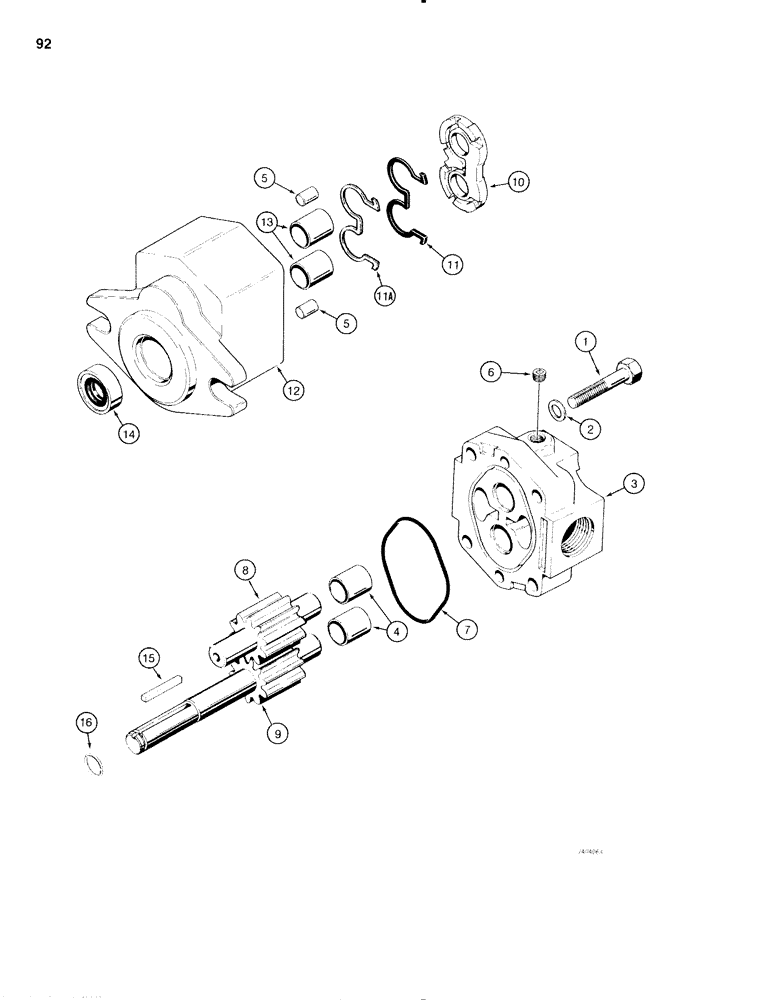 Схема запчастей Case IH 1816C - (092) - D61866 HYDRAULIC EQUIPMENT PUMP (08) - HYDRAULICS