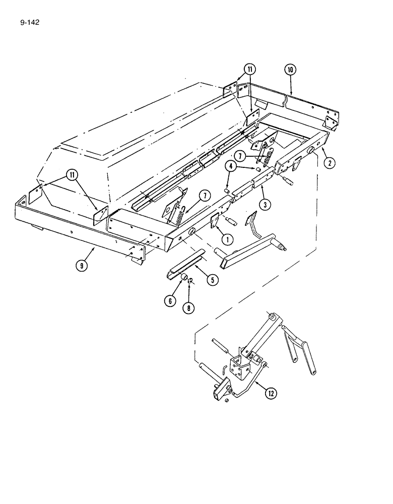 Схема запчастей Case IH 7200 - (9-142) - FRAME AND CONNECTIONS - ENDWISE TRANSPORT, FOURTH OR (09) - CHASSIS/ATTACHMENTS