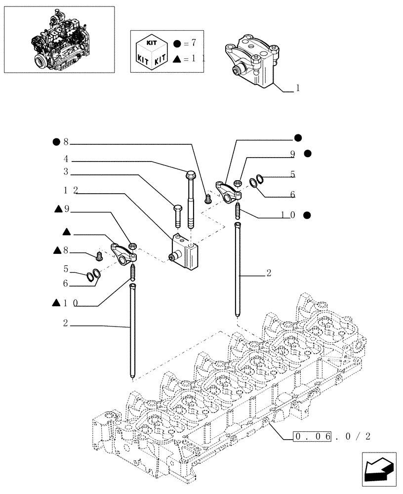 Схема запчастей Case IH MXU115 - (0.06.6/02) - ROCKER SHAFT (01) - ENGINE