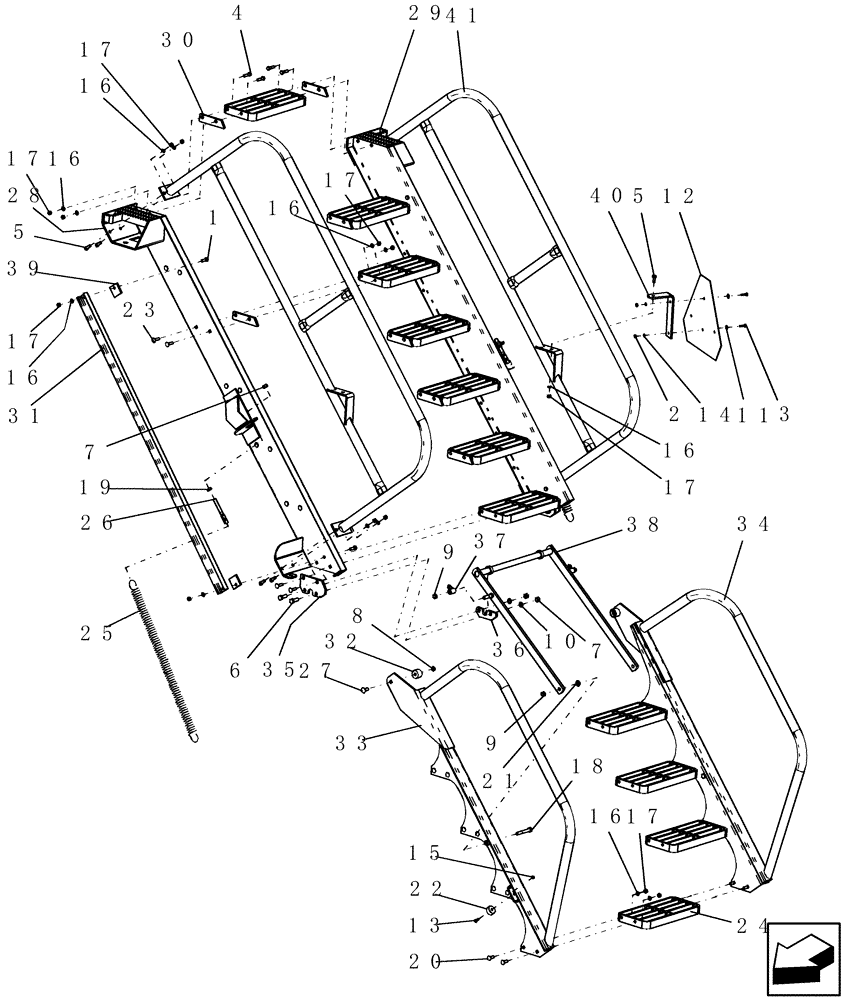 Схема запчастей Case IH ADX3260 - (E.30.A[02]) - STAIRWAY E - Body and Structure