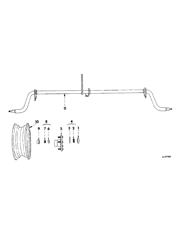 Схема запчастей Case IH 26 - (B-16) - TRAILER AXLE AND WHEELS, (FOR NO. 26 ROTARY CUTTER) 