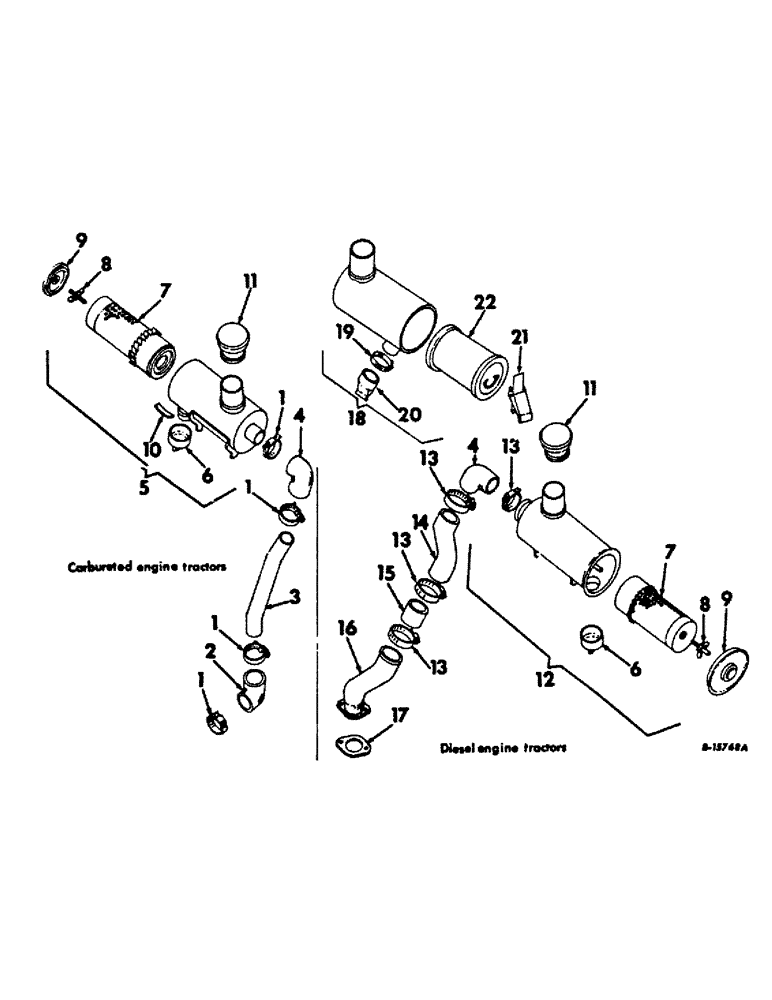 Схема запчастей Case IH 2656 - (E-03) - FUEL SYSTEM, AIR CLEANER AND CONNECTIONS, INTERNATIONAL TRACTORS (02) - FUEL SYSTEM