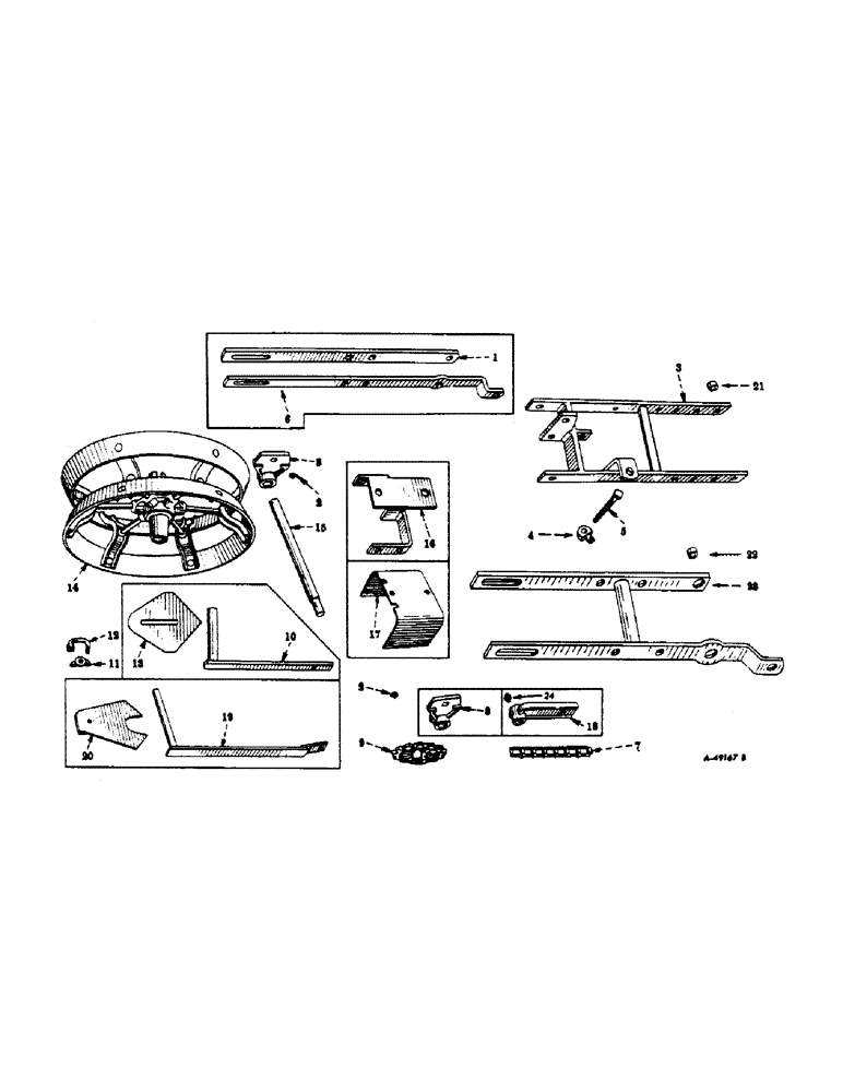 Схема запчастей Case IH 184 - (H-03) - MAIN FRAME, PRESS WHEEL AND SCRAPERS 