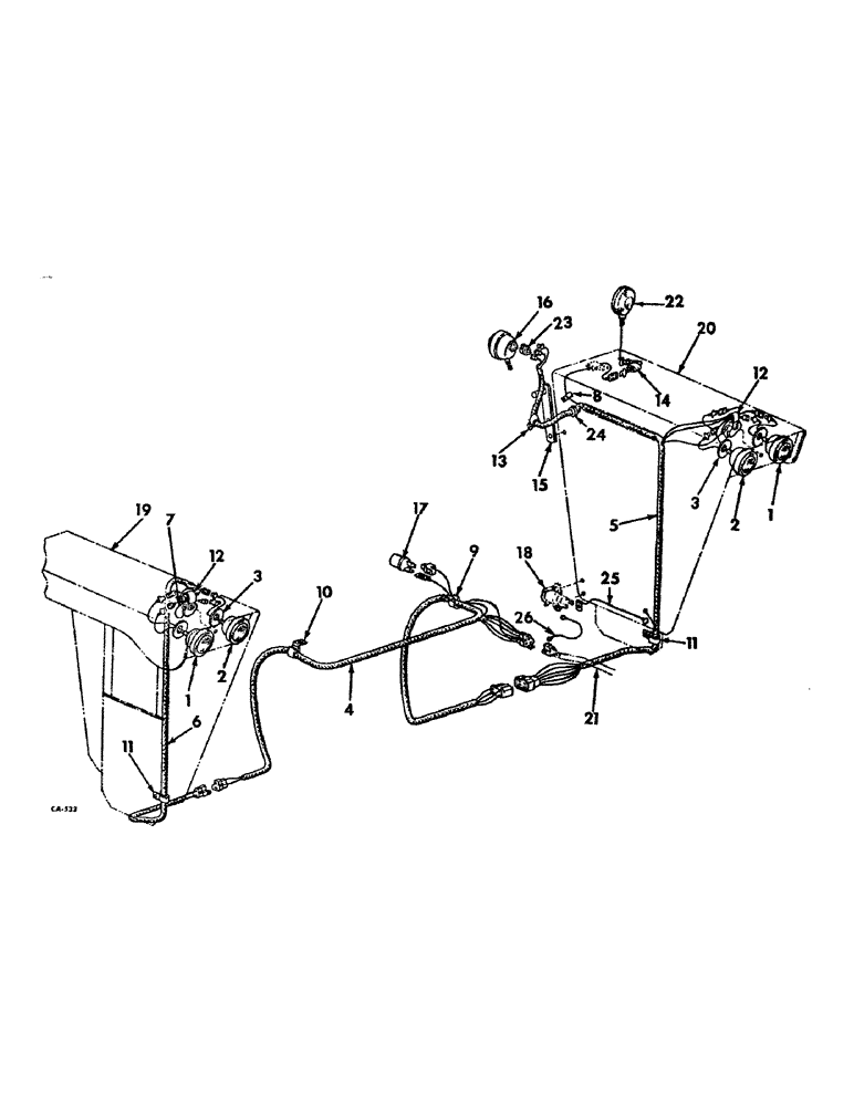 Схема запчастей Case IH 826 - (08-23) - ELECTRICAL, ELECTRIC LIGHTING, FARMALL TRACTORS WITH DELUXE FLAT TOP FENDERS (06) - ELECTRICAL