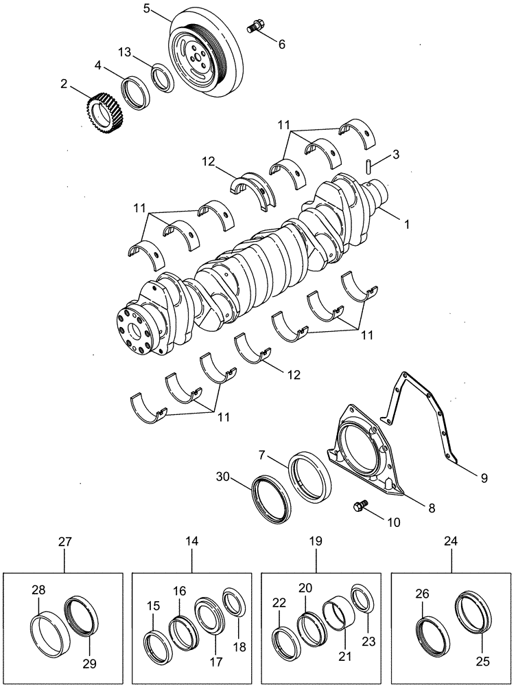 Схема запчастей Case IH 2388 - (02-27) - CRANKSHAFT (01) - ENGINE