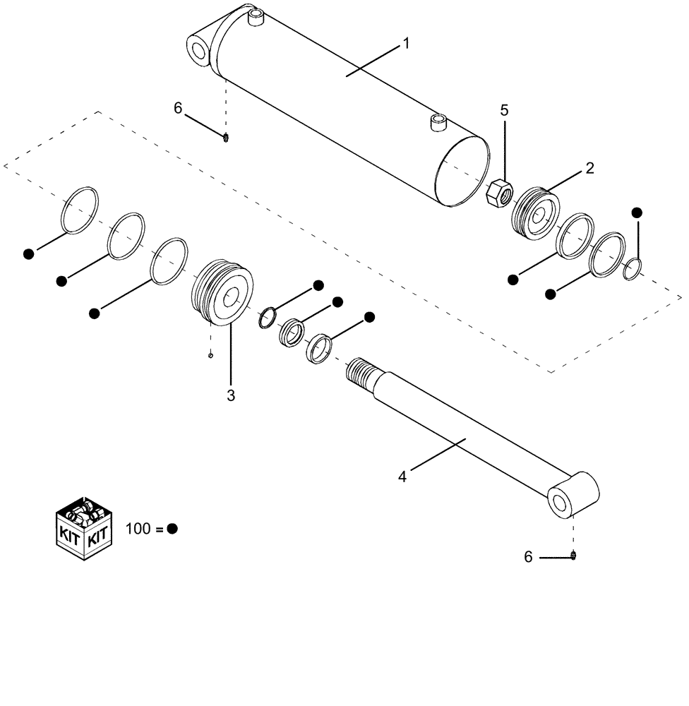 Схема запчастей Case IH 1260 - (35.116.06) - HYDRAULIC CYLINDER - 5" X 18" PHASE (35) - HYDRAULIC SYSTEMS