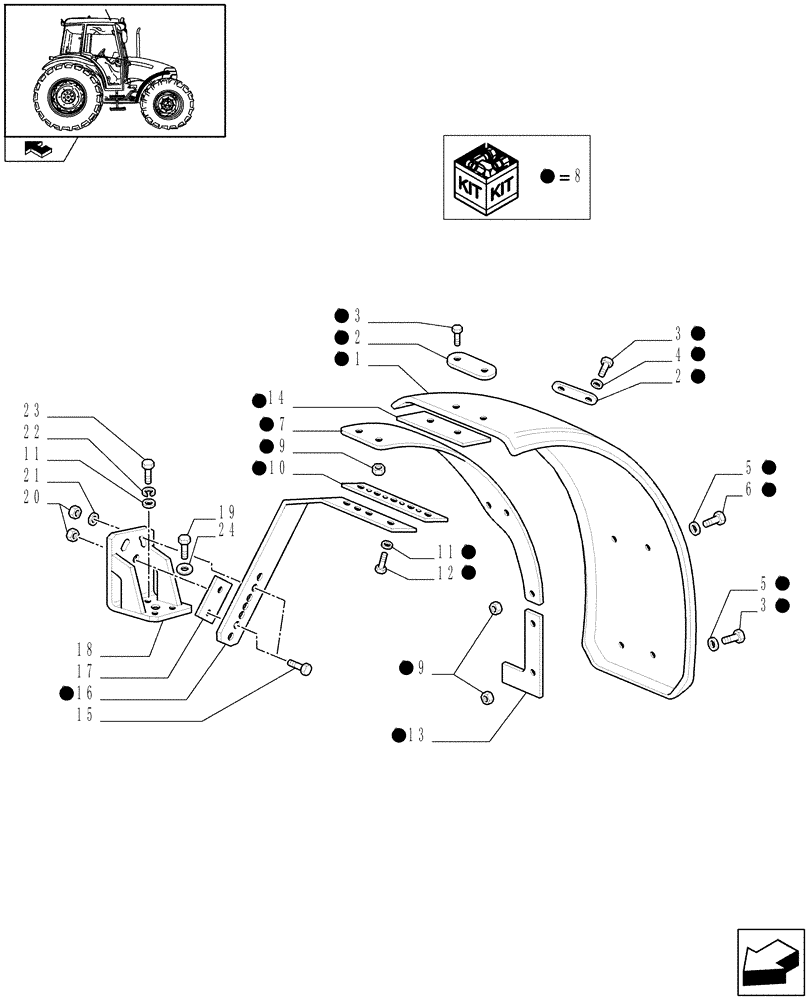 Схема запчастей Case IH FARMALL 80 - (1.43.0/03) - 4WD WIDE FRONT FENDERS - 400 MM (VAR.335495) (04) - FRONT AXLE & STEERING