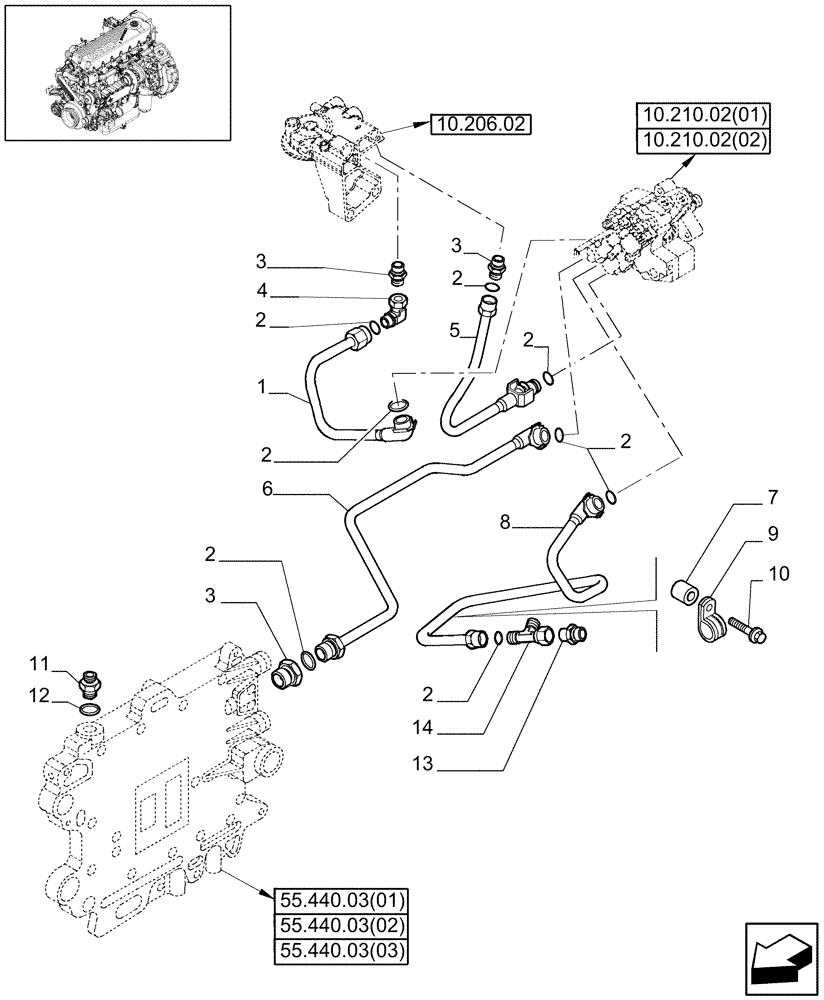 Схема запчастей Case IH 7120 - (10.214.01) - FUEL LINES - 7120/7120(LA) (10) - ENGINE