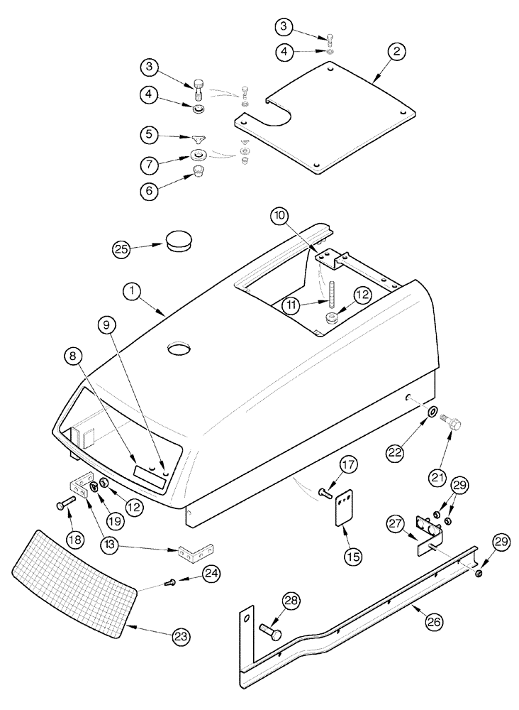 Схема запчастей Case IH C60 - (09-08) - HOODSHEET (09) - CHASSIS/ATTACHMENTS