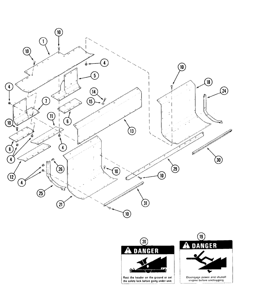 Схема запчастей Case IH 1063 - (09-22) - AUGER - TROUGHS AND ENDS (1043, 1044, 1054, 1063, 1064, 1083, - JJC0335001) (09) - CHASSIS