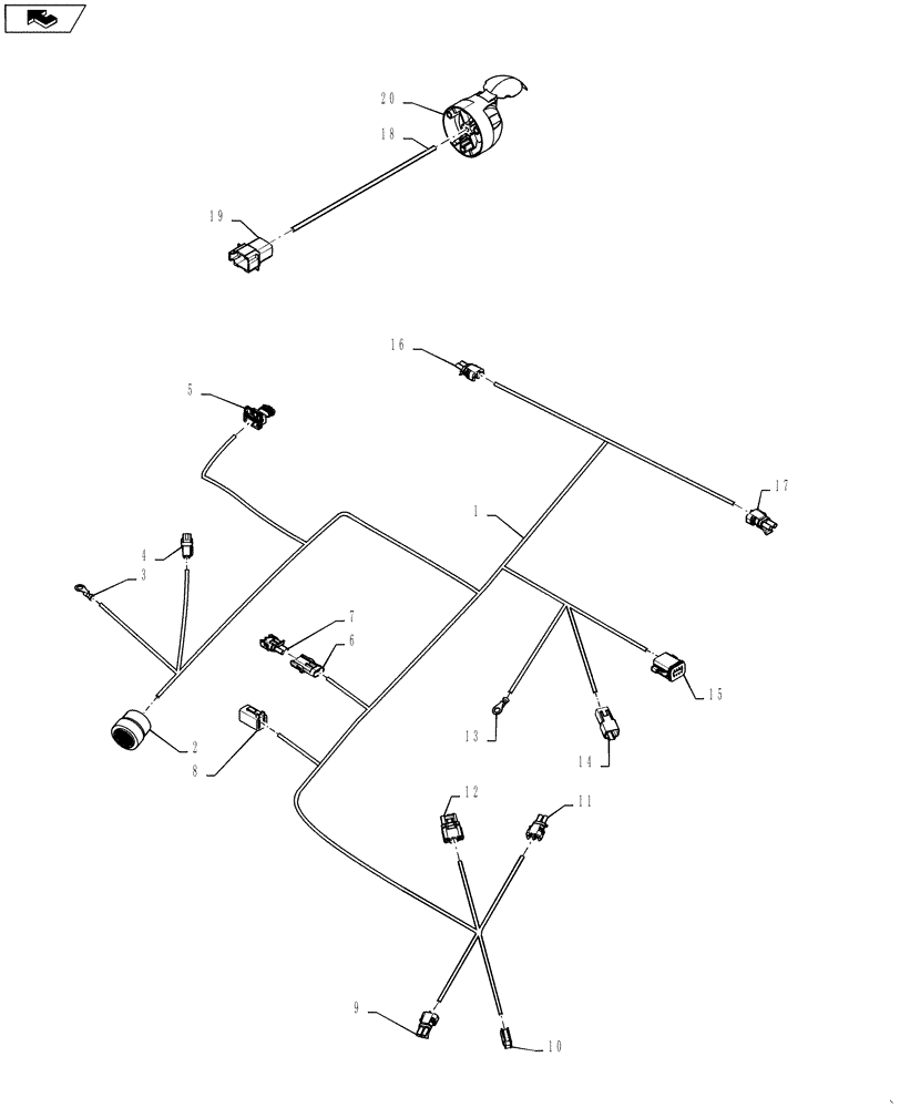 Схема запчастей Case IH STEIGER 500 - (55.100.15) - HARNESS - REAR FRAME & TRAILER ADAPTER (EUROPE) (55) - ELECTRICAL SYSTEMS